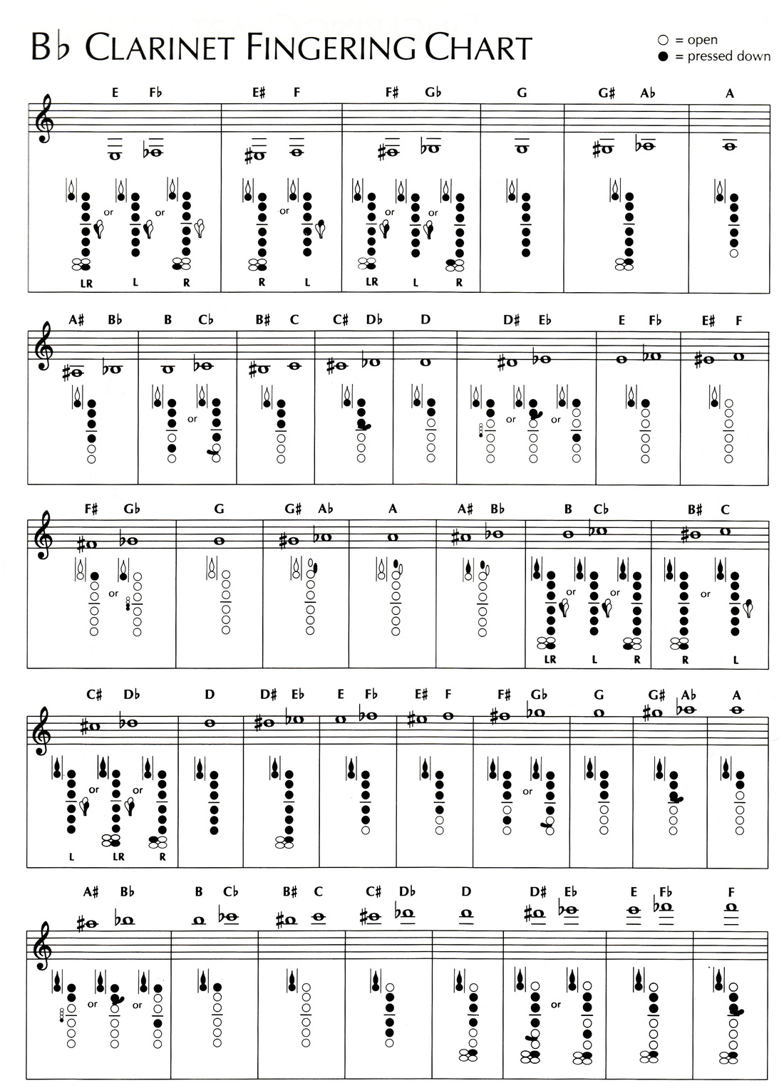 B Flat Clarinet Transposition Chart